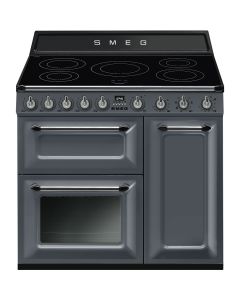 TR93IGR2 Cocina Victoria, color crema, 90 cm, encimera de inducción con 5 zonas de cocción, 3 hornos