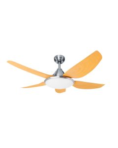 VENT. TECHO DC CROM/MAD LED 5ASPAS132cm.